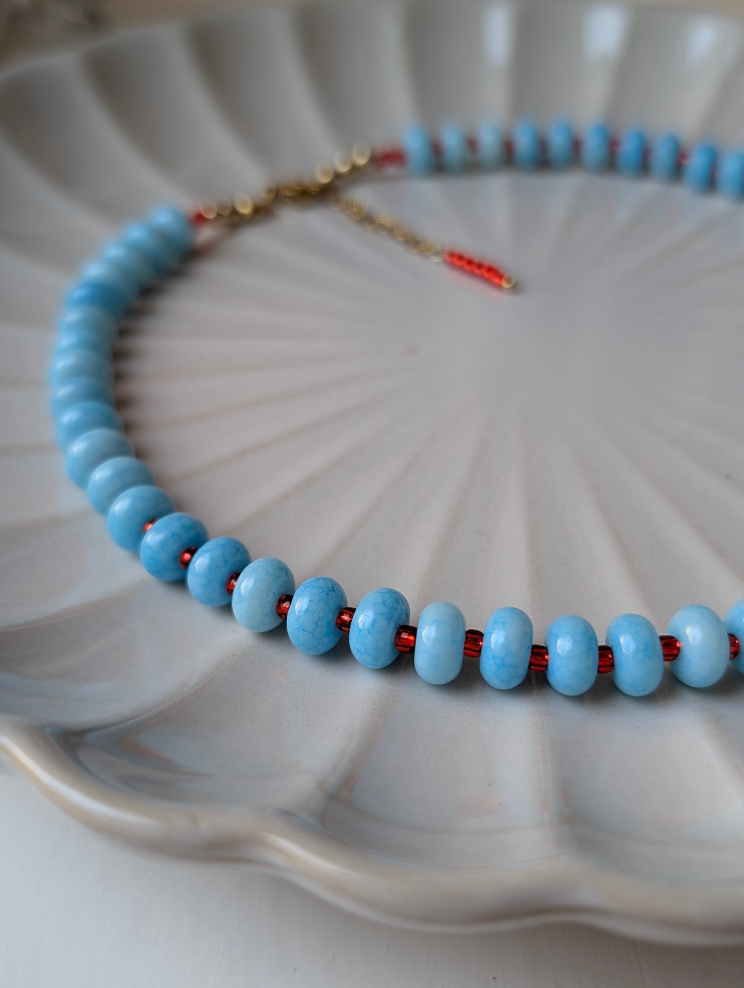 Red & Teal Rondelle Amazonite Necklace