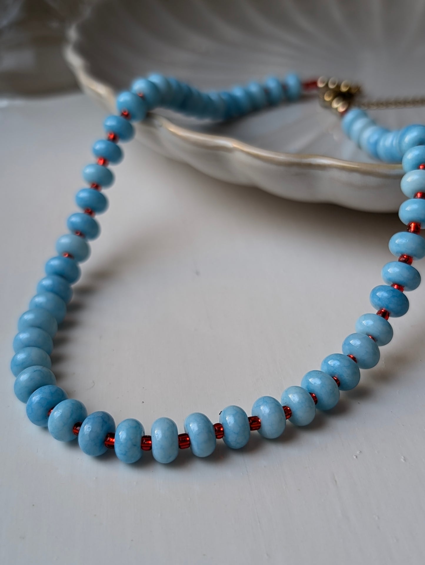 Red & Teal Rondelle Amazonite Necklace