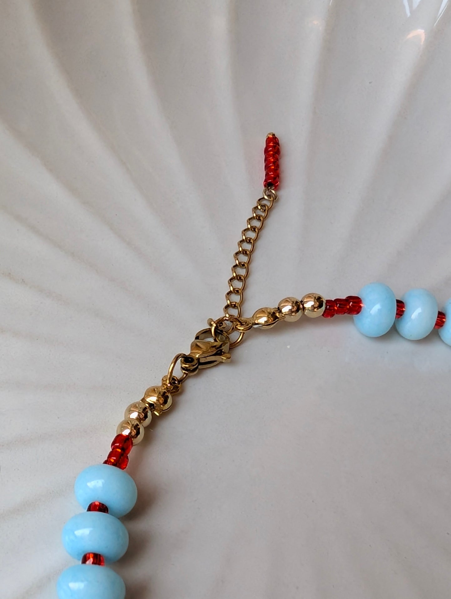 Red & Teal Rondelle Amazonite Necklace